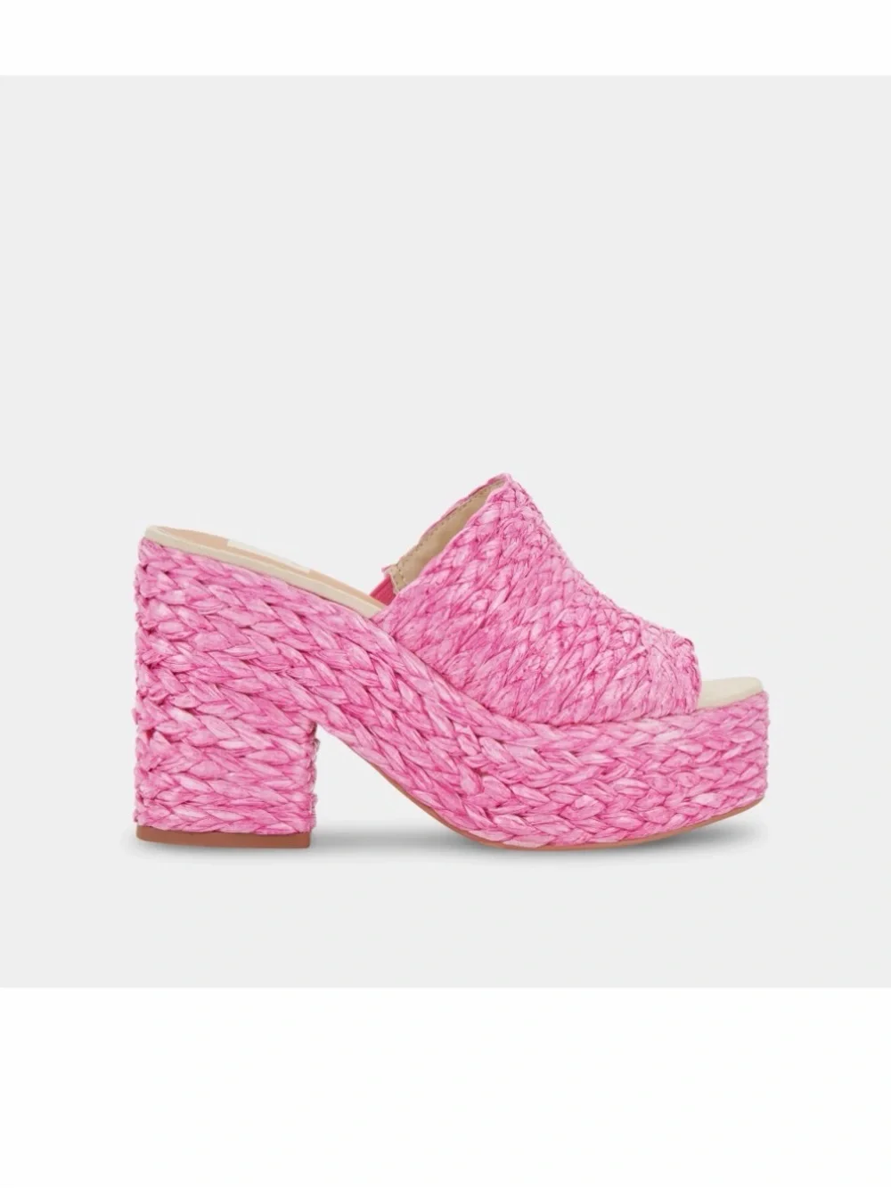Elon’s Dolce Vita Pink Woven Platform Mule in Orchid Raffia